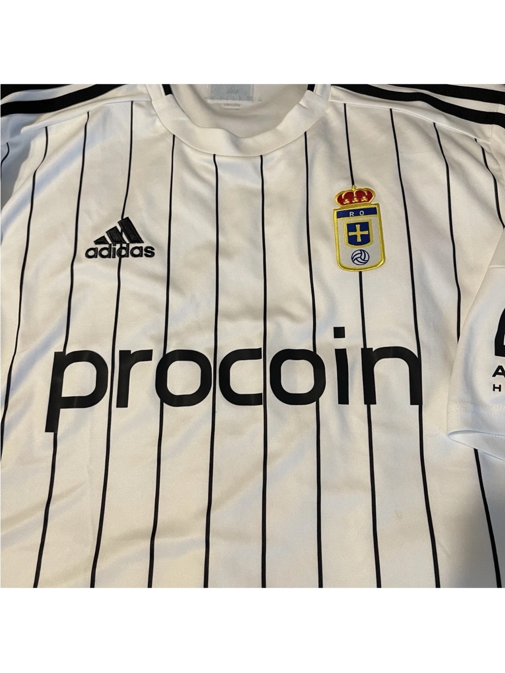 adidas White and Black Pinstripe Soccer Jersey - Picture 2 of 11